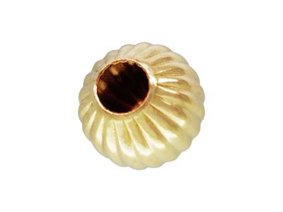 Gold Filled Corrugated Round 2 Hole Bead 4mm Pack of 5 - Standard Image - 1