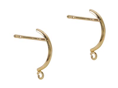 9ct Yellow Gold Half Hoop And Peg  Earrings Pack of 2, 100% Recycled  Gold - Standard Image - 1
