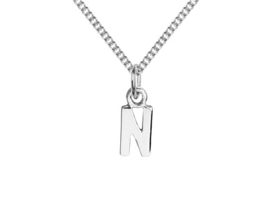 Sterling Silver Letter N Initial   Charm - Standard Image - 2