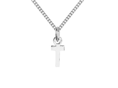 Sterling Silver Letter T Initial   Charm - Standard Image - 2