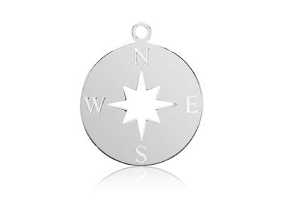Sterling Silver Compass 16mm, 100% Recycled Silver - Standard Image - 1