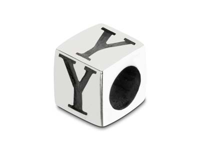 Sterling Silver Letter Y 5mm Cube  Charm Pack of 3 - Standard Image - 1