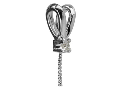 Sterling Silver Cubic Zirconia Set Rabbit Bail With Pin - Standard Image - 1