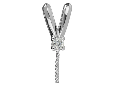 Sterling Silver Cubic Zirconia Set Rabbit Bail With Pin - Standard Image - 2