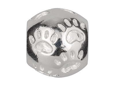 Sterling Silver Paw Print Charm    Bead - Standard Image - 2