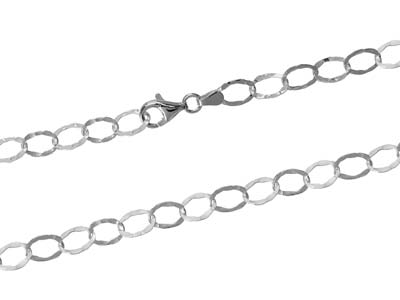 Sterling Silver 6.5mm Hammered Oval Trace Chain, 20