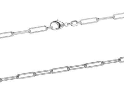 Sterling Silver 3.4mm Wide         Rectangular Trace Chain, 18
