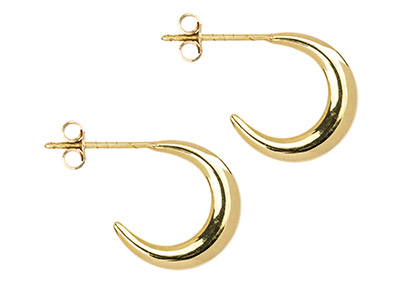 9ct Yellow Gold Crescent Hoop      Earrings - Standard Image - 2