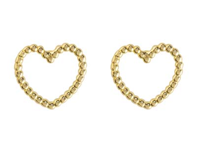 9ct Yellow Gold Heart Outline Stud Earrings - Standard Image - 1