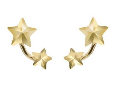 9ct Yellow Gold Starburst Design   Earrings - Standard Image - 1