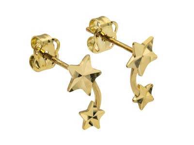 9ct Yellow Gold Starburst Design   Earrings - Standard Image - 2