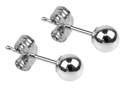 Sterling Silver Earrings Pair 3mm  Ball Studs With Scroll - Standard Image - 2