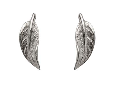 Sterling Silver Leaf Design Stud   Earrings