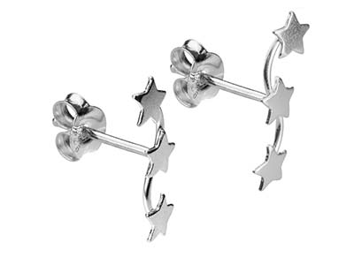 Sterling Silver Star Bar Design    Earrings - Standard Image - 2