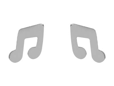 Sterling Silver Music Note Design  Stud Earrings - Standard Image - 1