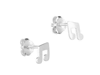 Sterling Silver Music Note Design  Stud Earrings - Standard Image - 2