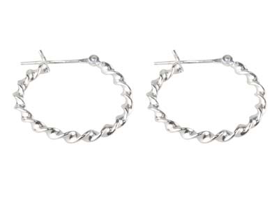 Sterling Silver Twisted Hoop       Earrings - Standard Image - 1