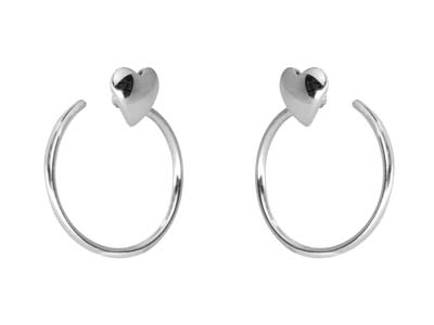 Sterling Silver Heart Design Spiral Earring - Standard Image - 2