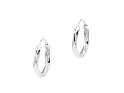 Sterling Silver Twist Design Hoop  Earrings - Standard Image - 2