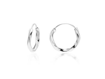 Sterling Silver Twist Design Hoop  Earrings - Standard Image - 3