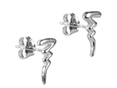 Sterling Silver Squiggle Wave      Earrings - Standard Image - 2