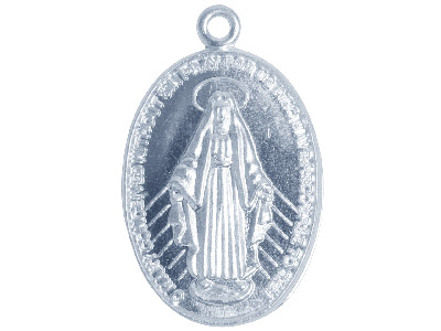 Sterling Silver Pendant Ks2029      0.90mm Double Sided Miraculous      Medal Madonna, 100% Recycled Silver - Standard Image - 1